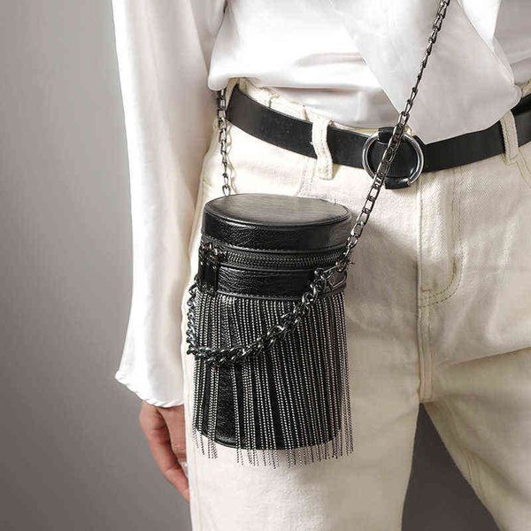 

versatile diagonal crossbody bags tassel chain bag small bag women's fashion korean version one shoulder portable mini bucket 220615