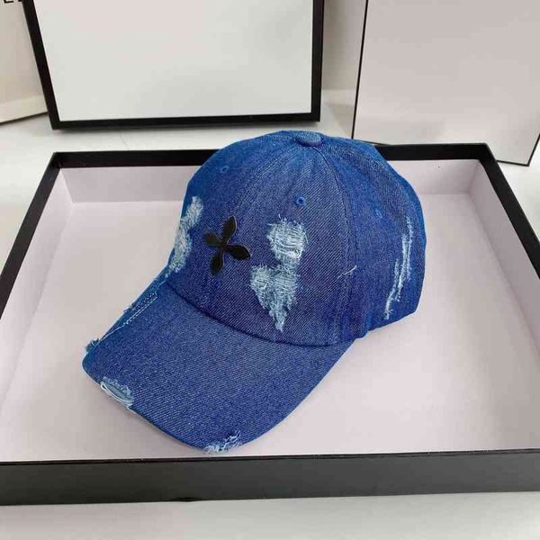 

ball caps spring and summer vintage perforated cross flower baseball cap ins women's breathable sun visor worn jeans thin duck tongue o, Blue;gray