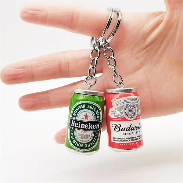 

simulation canned beer keychain boy men beer can keyring trinket couples cool backpack decor jewelry car key accessories pendant 220622, Silver