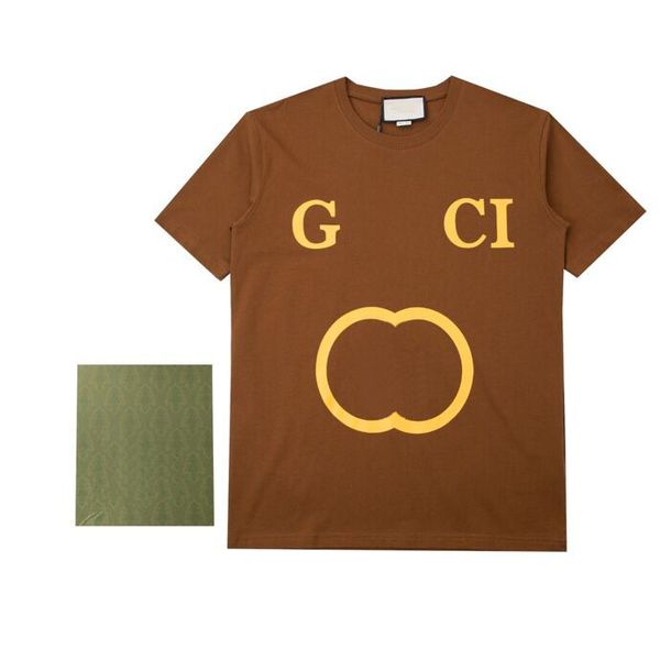 

2023 men's t-shirt street fashion letter printing hip hop short sleeve 100% cotton versatile, Black;brown