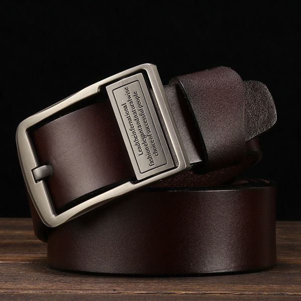 

genuine leather belt men 140 150cm cowboy luxury brand black pin buckle waist belts designer cinturones para hombre 220411, Black;brown