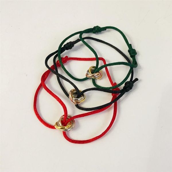 

designer jewelry women bracelet red hand strapstainless steel three rings braclets necklaces jewelry suits fashion bijoux270f, Golden;silver