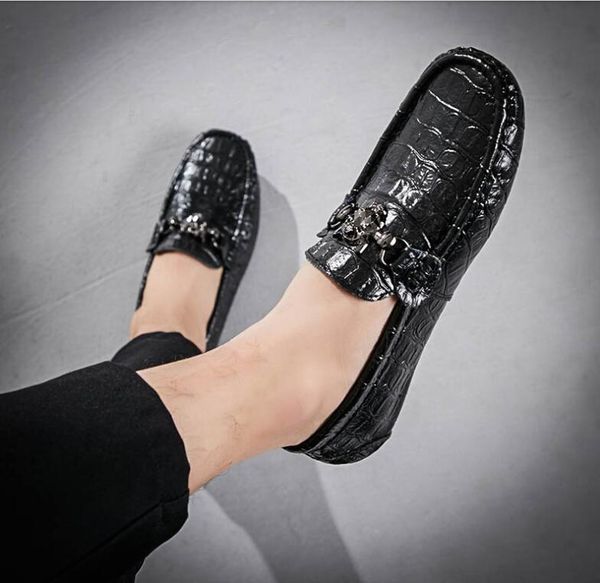 

new men's flats shoes crocodile leather tassel slip on oxford for men leather men dress shoes men loafers driving shoes size: eu39-44, Black