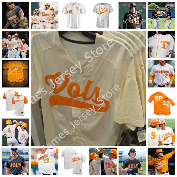 

ncaa custom tennessee volunteers baseball jersey 33 mark mclaughlin 28 elijah pleasants 26 jason rackers 20 connor housley zander sechrist j, Black