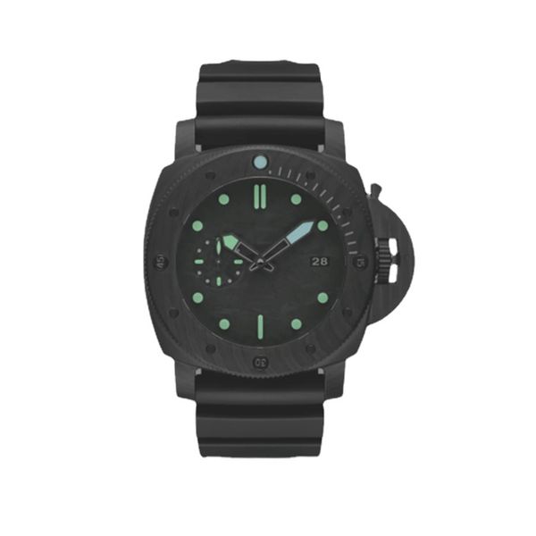 

mens automatic mechanical carbon fiber watch black green rubber, Slivery;brown