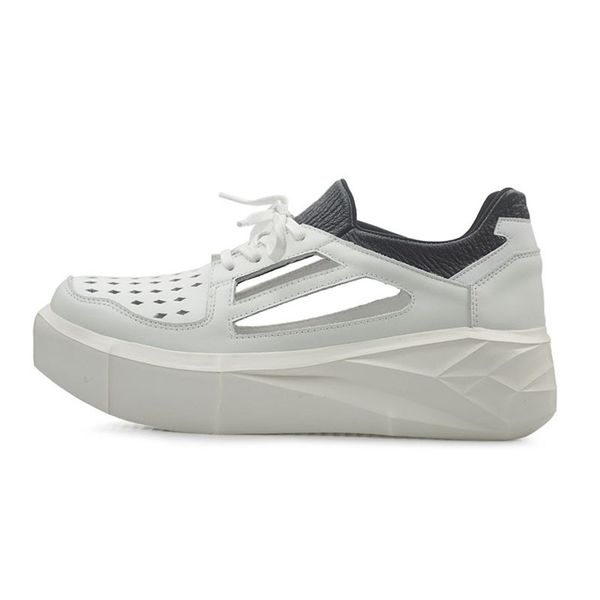 

handmade platform cut out cow leather shoes men white black breathable comfort casual shoes