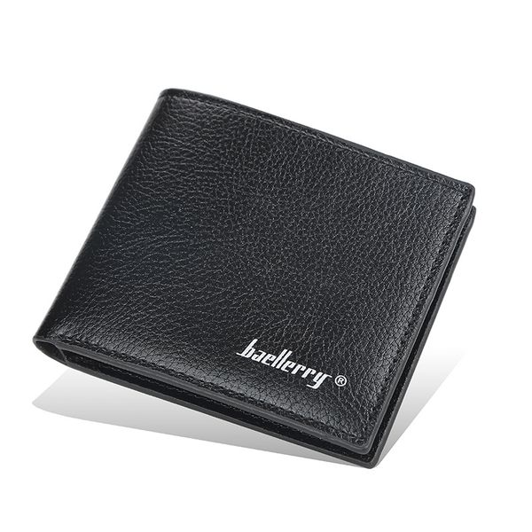 Hbp Men Wallet Curto Litchi Grain Seção Fina Pacote Moda Multi-Card Carteira