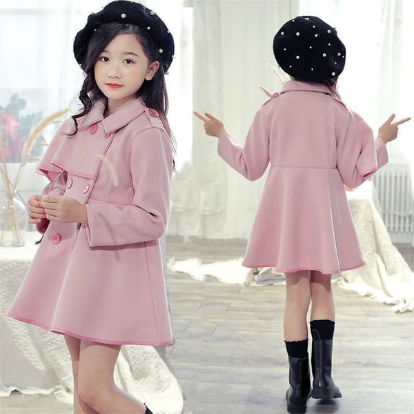 

girl's woolen coat jacket autumn and winter korean version of the big boy long section plus velvet thick woolen coat lj201130, Blue;gray