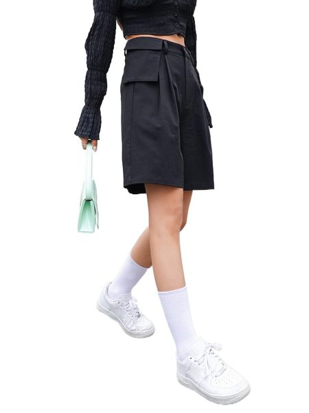 

dazy flap pocket plicated shorts t7jq#, White;black