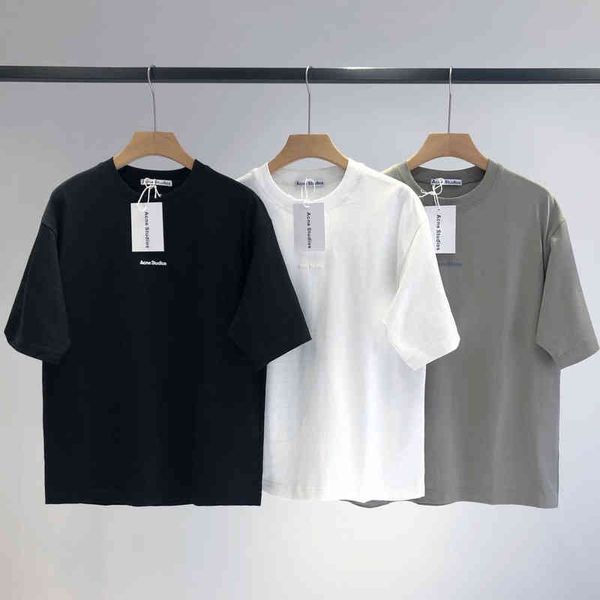 

acne studios t-shirt oversize model summer letter series smiling face cotton slim round neck short sleeve versatile tee, White;black