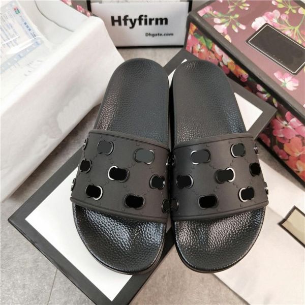 

with box sandal 2022 ggity designers men women slippers open toe rubber slid vd, Black