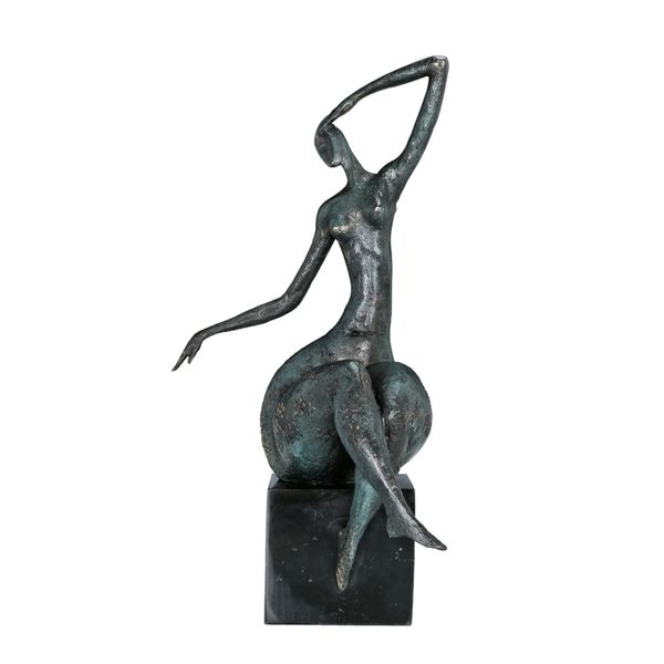 

novelty european abstract woman bronze sculpture statue green modern art western female figurine upscale home decor, Silver