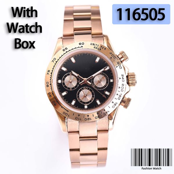

Factory mens gold watches Stainless steel sapphire glass waterproof super luminous chronograph movement watch 41mm Montreux luxury Champagne With Watch Box, Black-gray