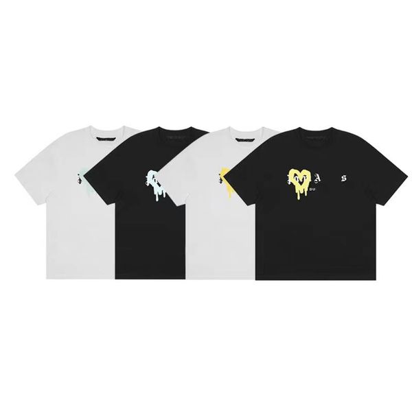 

2022 high-end cotton short-sleeved t-shirt loose men's and women's fashion summer online celebrity stitching casual couple half sl, White