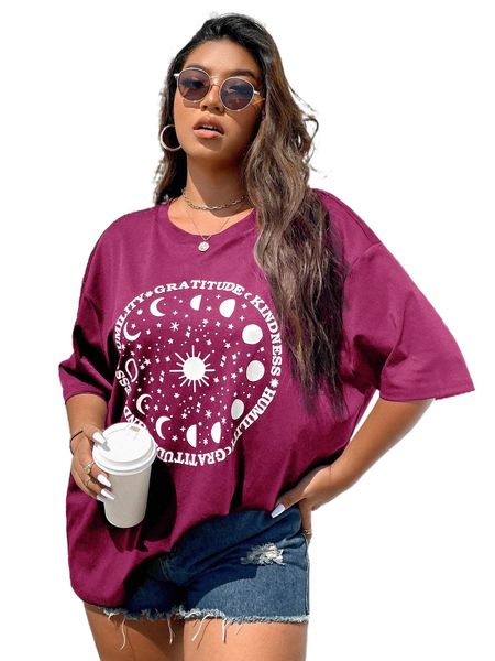 

plus galaxy & letter graphic oversized tee o3m0#, Black