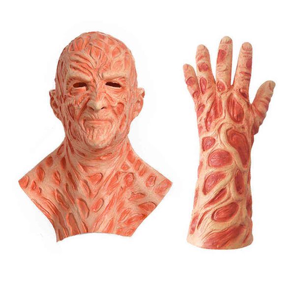 Killers Jason Maske für das Halloween-Party-Kostüm Freddy Krueger Handschuhe Horrorfilme Gruselige Latex-Kopfbedeckung Cosplay für Emulsion T220727