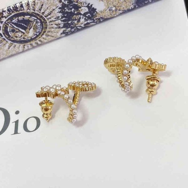 

letter surround star pearl earrings women's geometric earrings us design jewelry, Golden