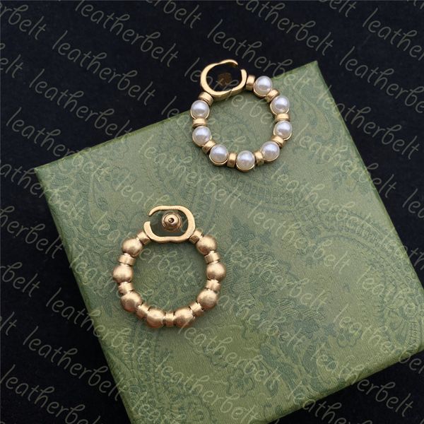 Orecchino classico con perla rotonda a doppia lettera con orecchini a bottone da donna di design Orecchini in oro semplici da indossare tutti i giorni