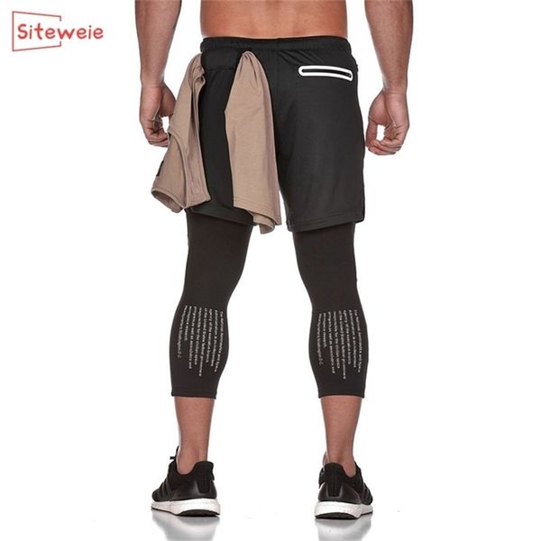 

siteweie men running nineth pants jogging gym fitness training sweatpants joggers men summer sports workout bottoms clothes g360 201128, Black