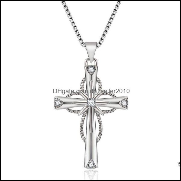 

pendant necklaces crystal faith hope love cross necklace for women jewelry valentines day girlfriend lover couple gift d dhseller2010 dhlfr, Silver