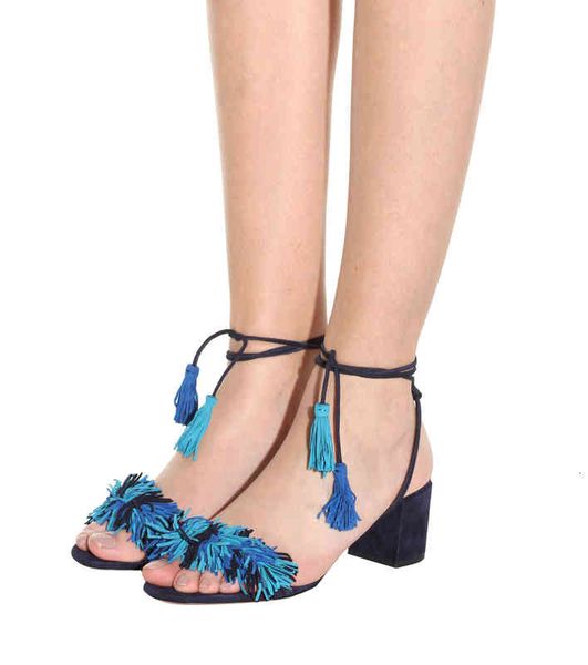 

sandals women's thick high-heeled sandals ankle lace up summer shoelaces, Black