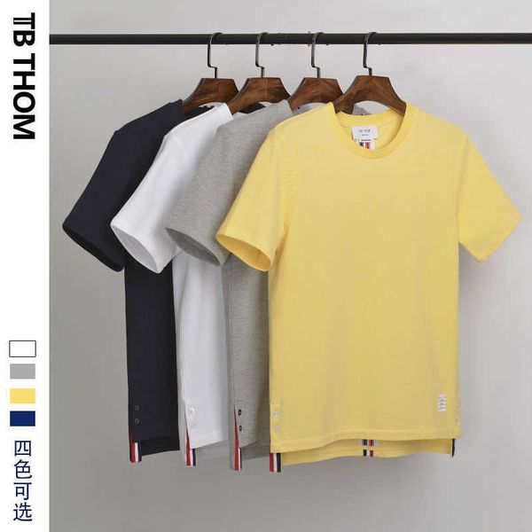

22 fashion luxury brand tb-thom short sleeve t shirts back tricolor ribbon contrast round neck men's trend, White;black