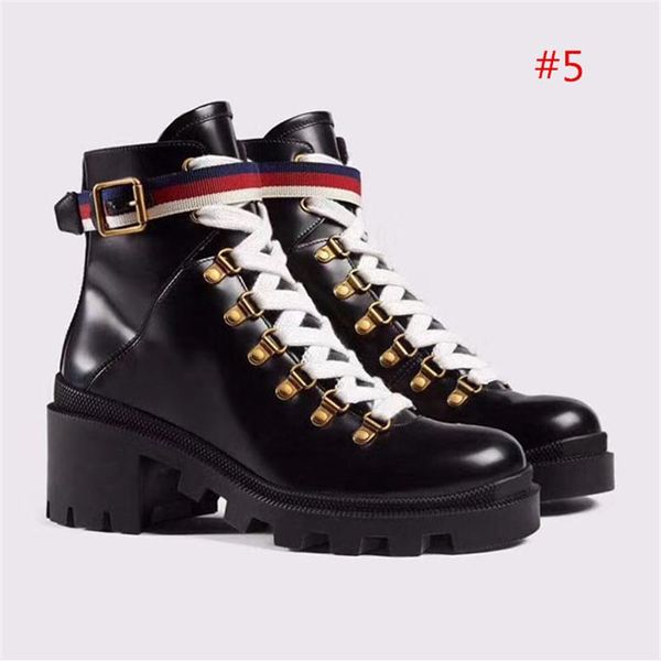 

2019 woman's leather shoes lace up ribbon belt buckle ankle boots factory direct female rough head autumn winter232p, Black