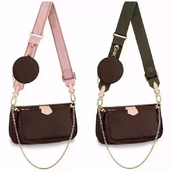 

2021 women designer bags 3pcs set multicolored shoulder straps multi pochette shoulder bag womens handbag chain crossbody coin purse