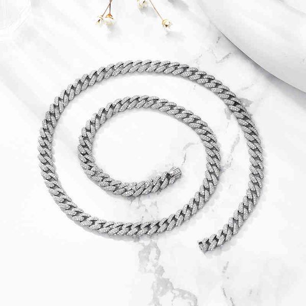 

diamond cuban necklace men's fashion simple 925 sterling sier hip hop fashion personalized clavicle chain light luxury minority, Black