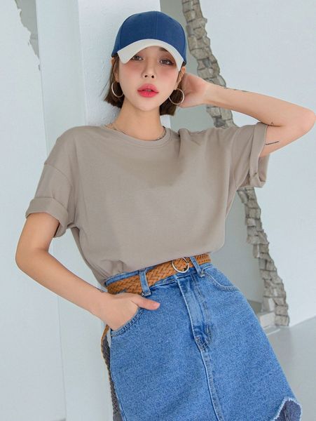 

dazy solid drop shoulder tee x6ps#, White