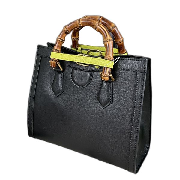 

handbag tote bags bamboo double handle golden metal letter decoration shoulder bag large capacity fashion style design