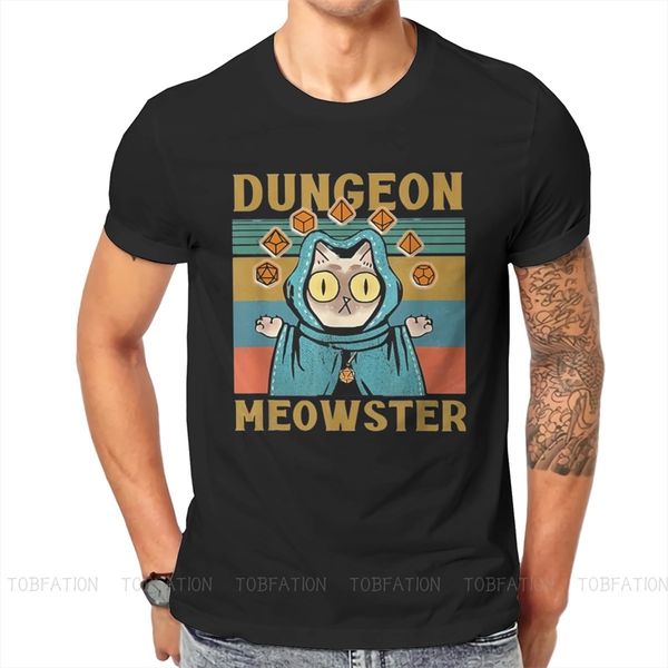 

dnd game fabric tshirt dungeon meowster classic t shirt oversized men clothes design 220620, White;black