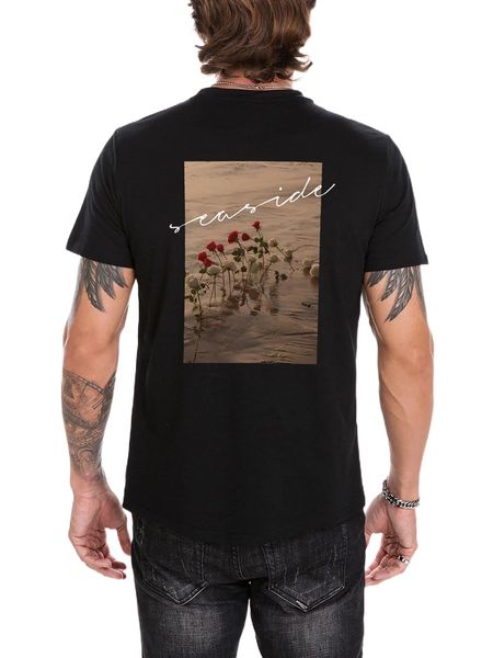 

men floral and letter graphic tee m4mq#, White;black