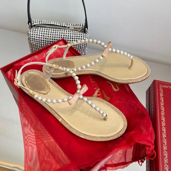 

perfect summer evening eliza sandals shoes for women rene flip flop pearl comfort walking flat lady designer slippers & slides eu35-42, Black