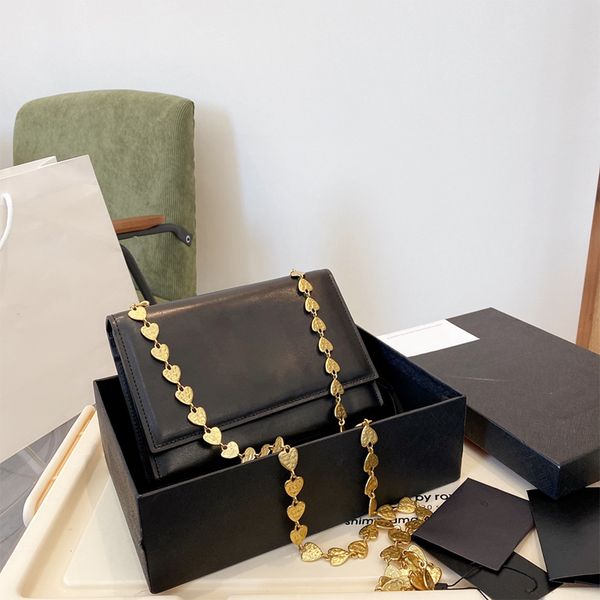 

2021 high fashion ladies shoulder luxury bag cowhide heart-shaped chain woc flip designer handbag 22cm large capacity street party wallet
