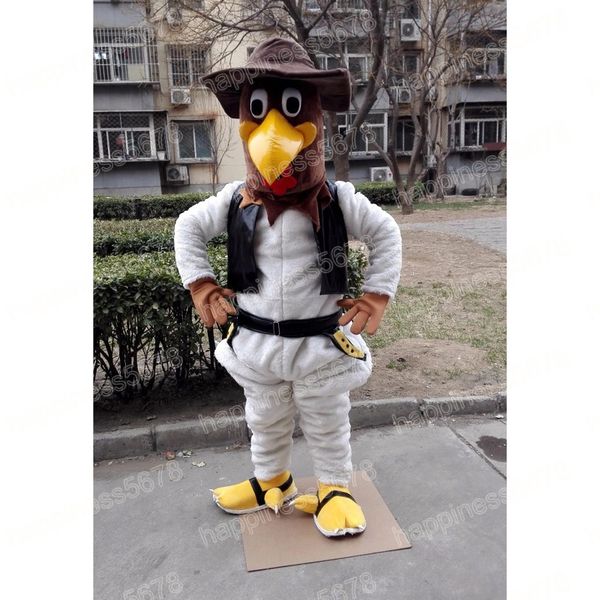 Costumi della mascotte del pollo di prestazioni Halloween Natale Personaggio dei cartoni animati Abiti Vestito Pubblicità Carnevale Unisex Adulti Outfit