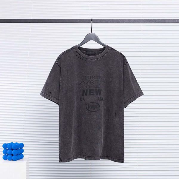 

vintage ripped tees men's letter print t shirt black fashion designer summer cotton short sleeve loose plus size, Black;brown