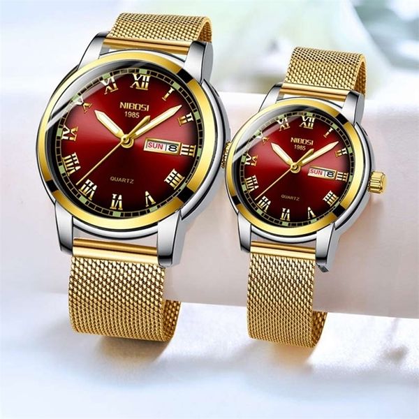 

nibosi couple watch relogio feminino brand luxury women waterproof quartz watch ladies clock female dress creative women wris 201114, Slivery;brown