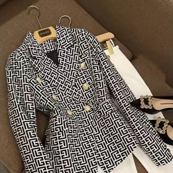 

womens suits blazers tide brand designer presbyopic maze series suits jacket women's clothing, White;black