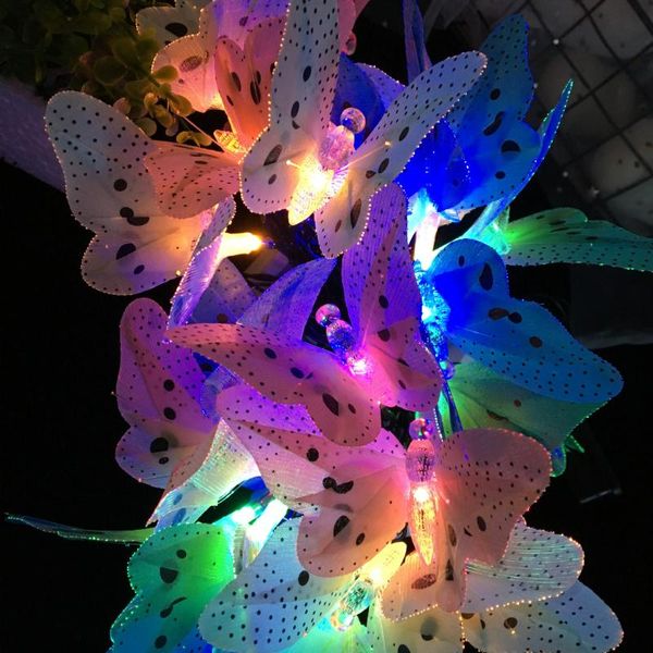 Saiten 12LED wasserdichte solarbetriebene 4m Schmetterling Fiber Optic Fairy String Lights für Weihnachten Garten Urlaub Partys RaumdekorationLED