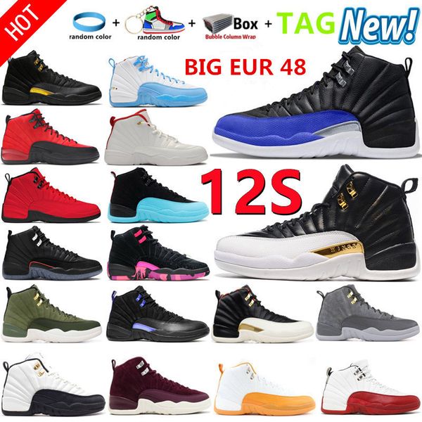 

big eur 48 12s basketball shoes 12 xii twist grind flu game gym red university gold gamma racer blue dark concord royalty indigo royal taxi, Black