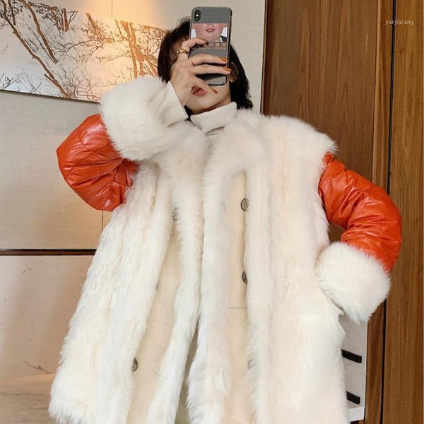 Женская меховая подделка настоящая овец сдвигает натуральное зимнее пальто Женская одежда 2022 Корейская сплайсированная подлинная кожаная шерстяная куртка HWPC6107 YY1916
