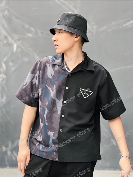 

22ss men women designers t shirts tee camouflage panelled print short sleeve crew neck streetwear white black xinxinbuy m-xl