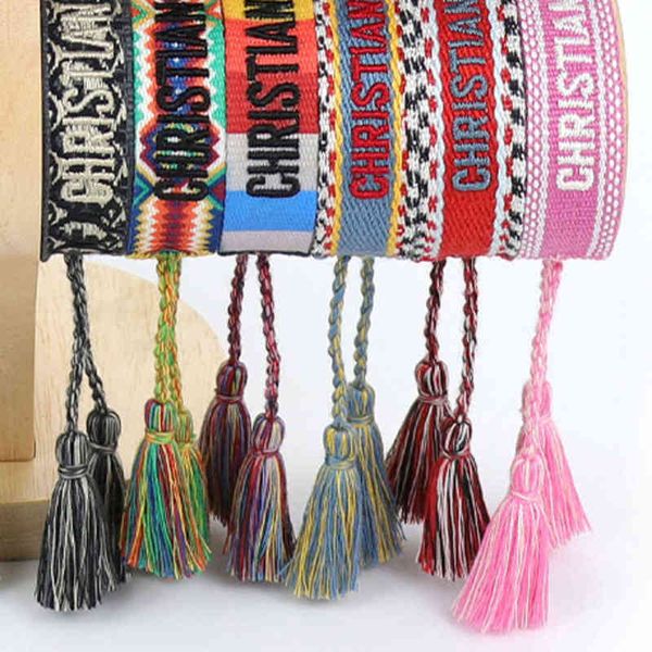 

classic brand fashion bangles jewelry men women handmade cotton signture embroidery luxury bracelets designer woven bangle fabrics bracelet, Black