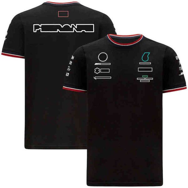

2021 summer season f1 formula one racing short-sleeved t-shirt sports round neck tee with the same customization, White;black