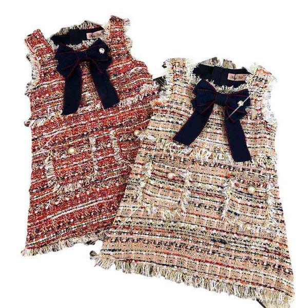 

honeycherry girl fashion vest small fragrance dress kids dresses for girls princess dress for girls toddler girl clothes l220715, Red;yellow