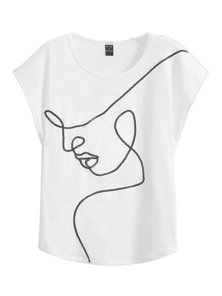 

x seraphine skies figure sequin batwing sleeve tee 0659#, White