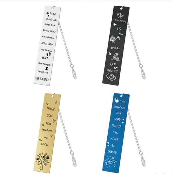 Metal Bookmark Partisi Öğretmenler Terleme Bookmark Teşekkürler Yaprak Kolye Klasik Noel Öğretmeni Mezuniyet Hediyesi Altın Gümüş Mavi