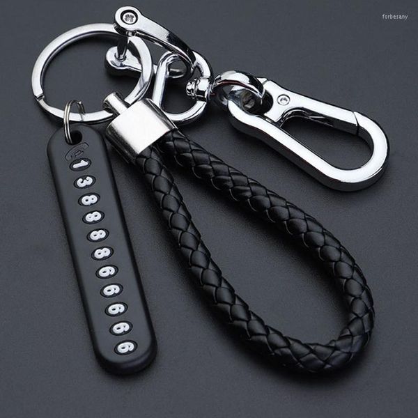 Schlüsselanhänger Anti-verlorene Auto Schlüsselanhänger Handy Nummernschild Geflochtenes Seil Anhänger Dekoration Acryl Brief ChainKeychains Forb22