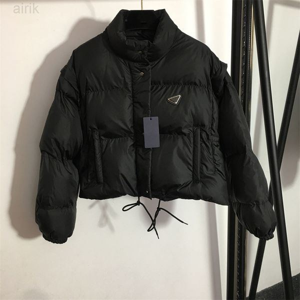

mens down jacket stylist parka winter parkas fashion men women feather overcoat jackets coat detachable sleeve, Black